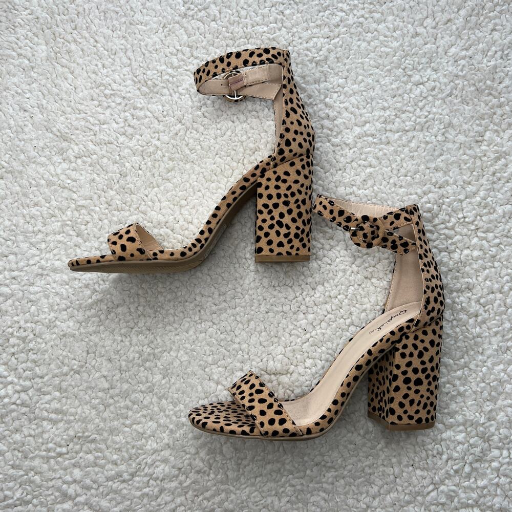 Qupid Leopard Print Open Toe Heels 6.5 - image 2